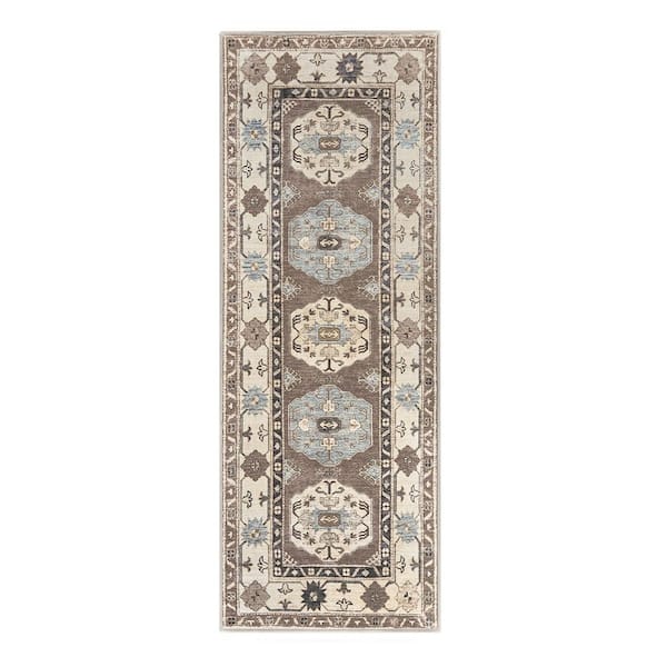 Shary Coffee Brown/Beige Washable Rug 2.5 ft. x 7 ft. Runner Rug