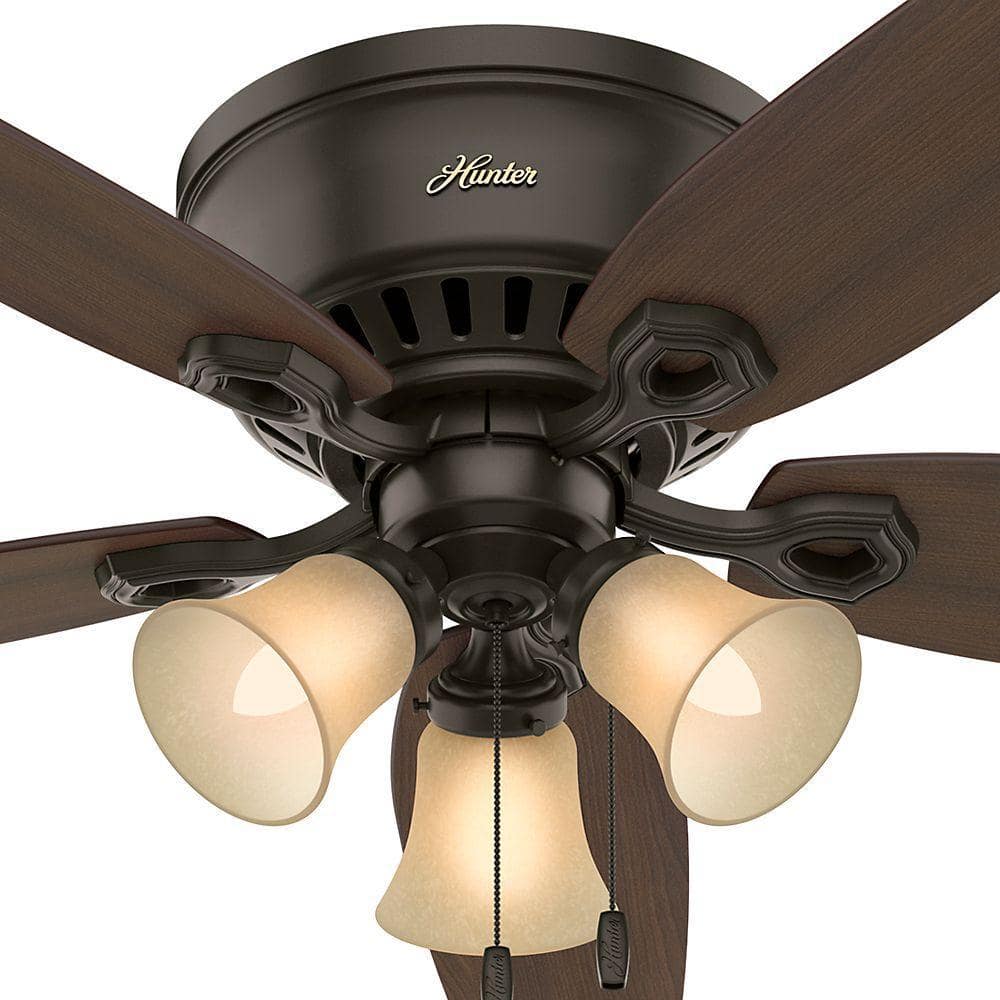 Hunter Low Profile 52" Bronze Ceiling Fan with LED Light and Remote Control