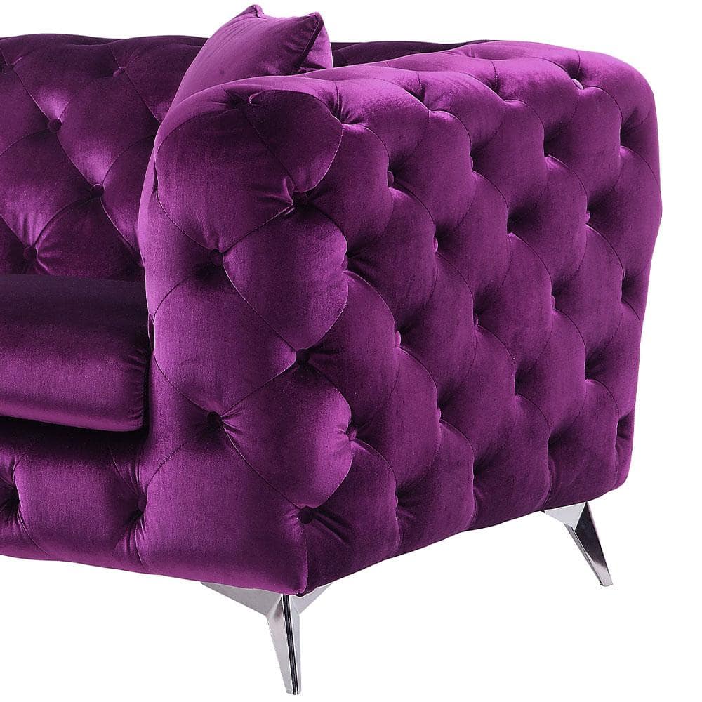 Atronia 71" Purple Velvet Tufted Loveseat with Wood Frame