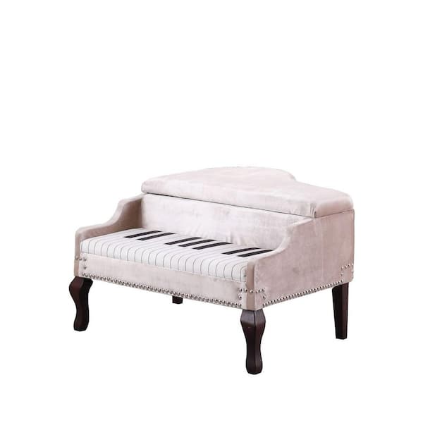 HomeRoots Caroline Silver Bench with Storage (21 in. x 32.75 in. x 38.5 in.)