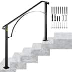 VEVOR 4 ft. Wrought Iron Handrail Fit 4 or 5 Steps Handrails for ...