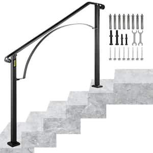 4 ft. Wrought Iron Handrail Fit 4 or 5 Steps Handrails for Outdoor Steps Flexible Porch Railing, Black