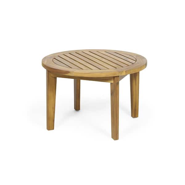 Unbranded 27.00 in. W x 27. 00 in. D x 17 in. H Ootdoor Natural Round Solid Wood Top Coffee Table