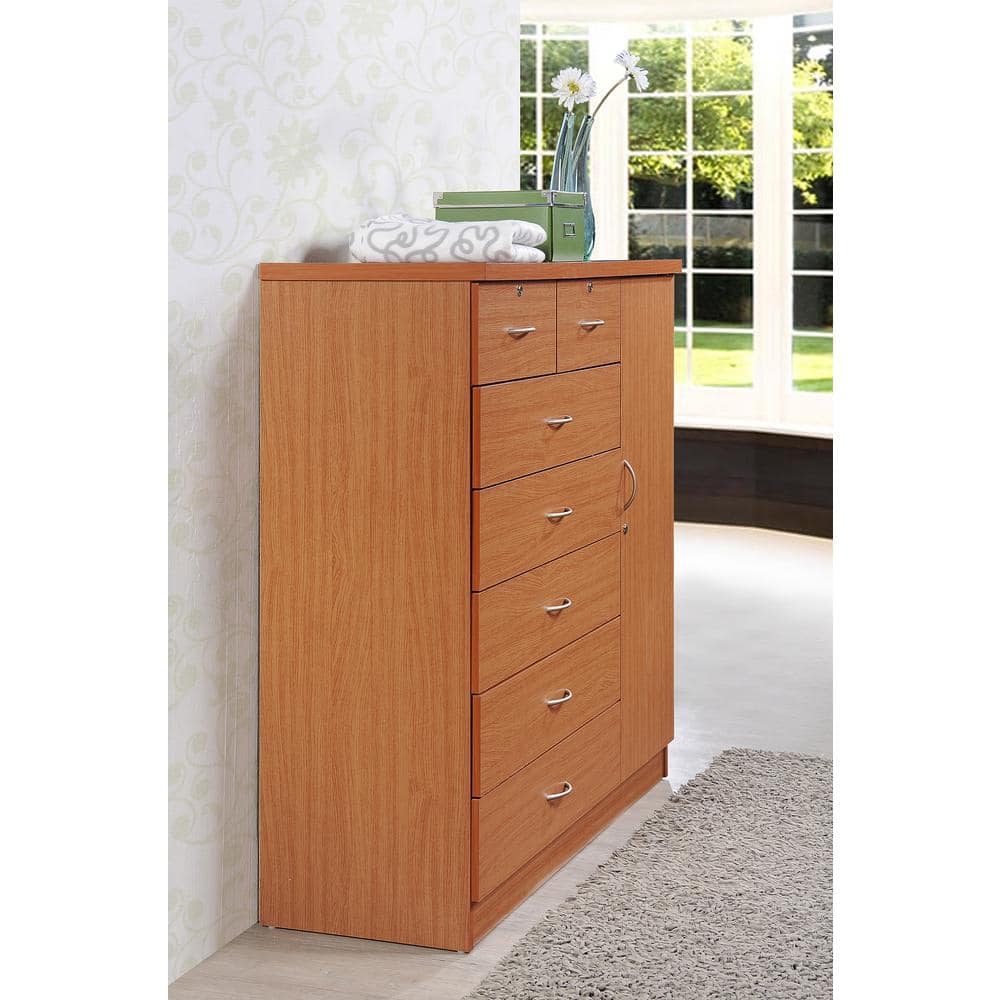 Cherry 7-Drawer Vertical Chest with Lock