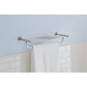 Modern 21 in. Wall Mount Towel Rack with Towel Bar in Chrome