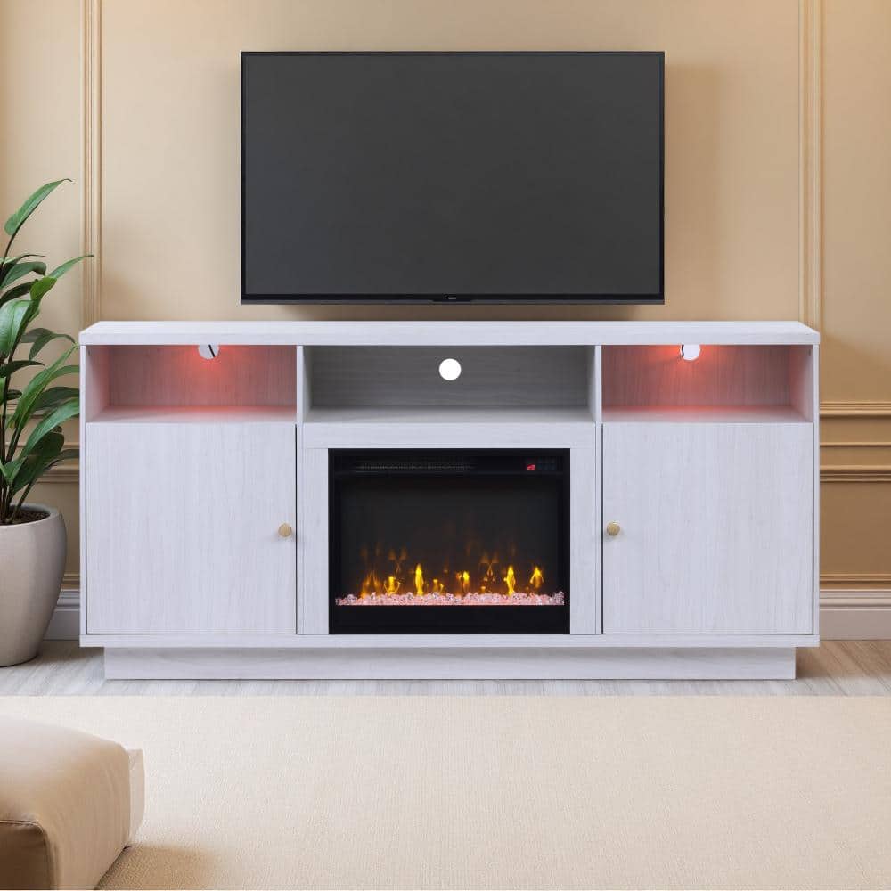 70 inch White Walnut Fireplace Console TV Stand with Heater,LED Lighting,Multiple Flame and LED Color Settings price history on PriceWatchPro