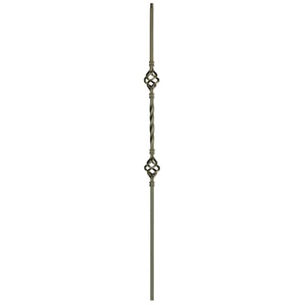 WM Coffman 44 in. x 1/2 in. Flat Black Double Basket Hollow Iron Baluster