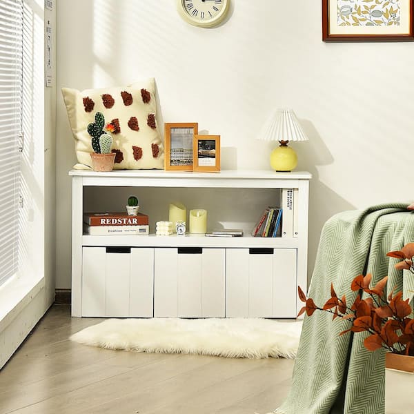 Kid Toy Storage Cabinet 3-Drawer Chest with Wheels Large Storage Cube Shelf