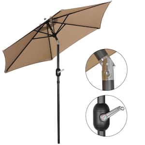 7.5 ft. Patio Umbrella Outdoor Table Market Umbrella with Push Button Tilt and Crank in Khaki