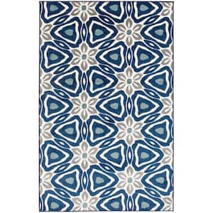 Tecopa Kerin Blue 4 ft. x 6 ft. Geometric Polypropylene Indoor/Outdoor Area Rug