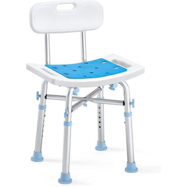Heavy Duty Shower Chair 14 in. W Freestanding 500 lb. EVA Padded Height Adjustable Non-Slip Seat with Back in White