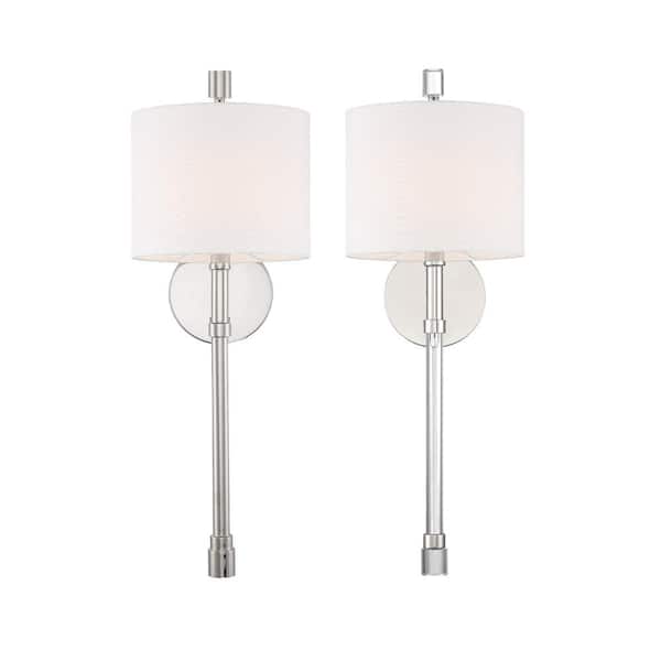 Crystorama Rachel 8 in. 1-Light Polished Nickel Wall Sconce
