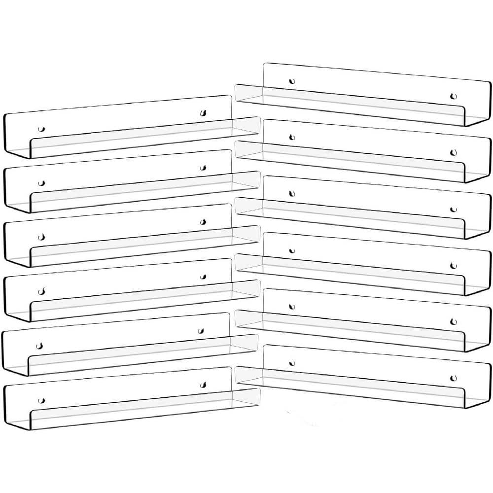 12 in. W x 1.7 in. D Clear ​Acrylic Decorative Wall Shelf (Set of 12)