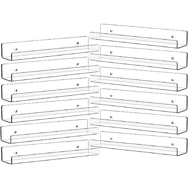 12 in. W x 1.7 in. D Clear ​Acrylic Decorative Wall Shelf (Set of 12)