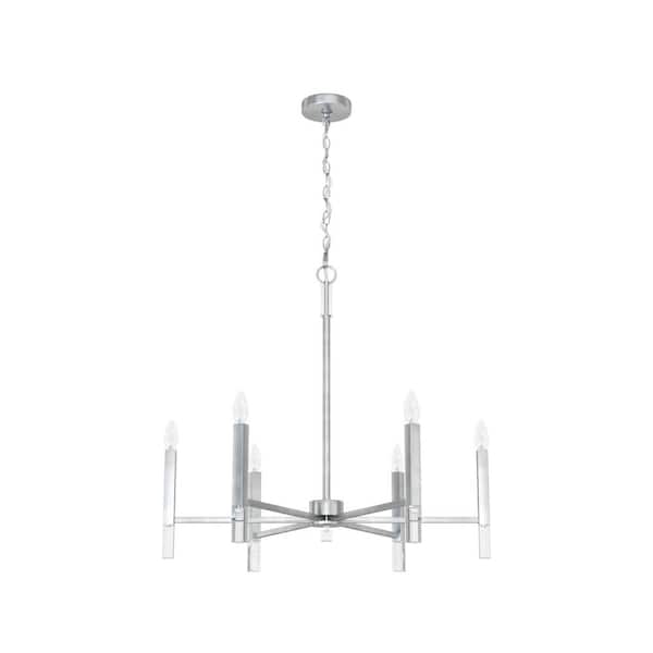 Sunjai 6-Light Brushed Nickel Candlestick Chandelier