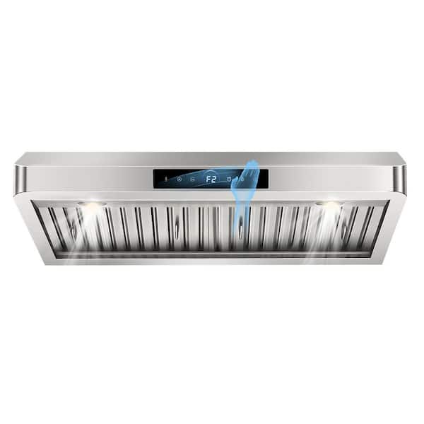 30 in. Powerful 900 CFM Stainless Steel Range Hood with Quiet Operation, Gesture Control, 4-Speed Touch Panel and LED