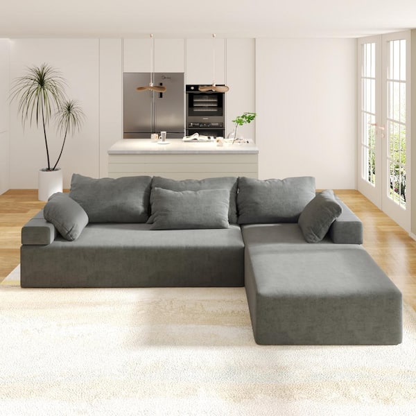 Unbranded 108 in. 2-piece Polyester L Shaped Modern Upholstered Sectional Sofa Free Combination Sofa Couch in. Gray