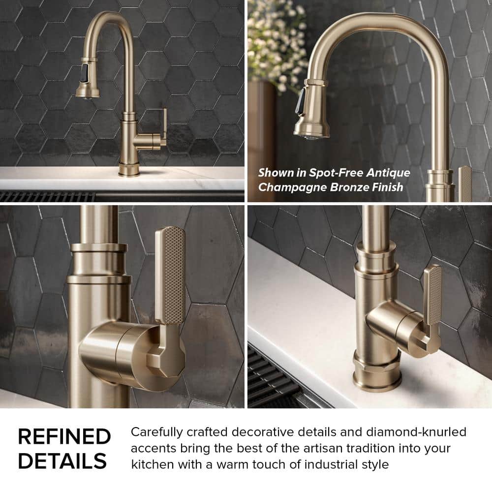 Chrome Industrial Pull-Down Single Handle Kitchen Faucet
