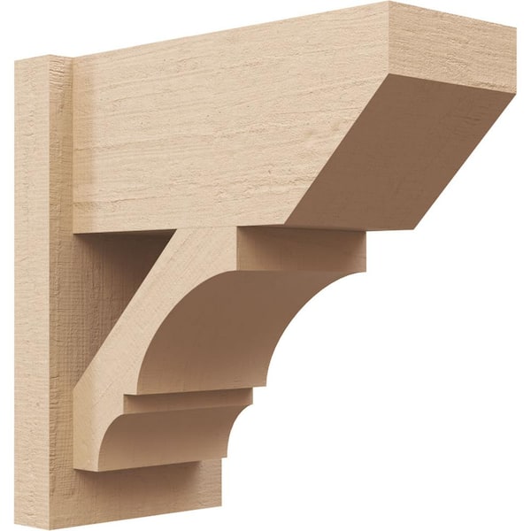 Ekena Millwork 8 in. x 16 in. x 16 in. Balboa Slat Rough Cedar Woodgrain Timberthane Polyurethane Outlooker, Primed Tan
