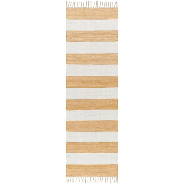 Livabliss Cotone Mustard Striped 3 ft. x 8 ft. Indoor Runner Area Rug