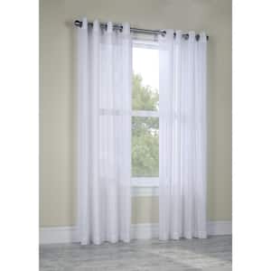 Broadway White Polyester 52 in. W x 84 in. L Textured Grommet Indoor Sheer Curtain (Single Panel)