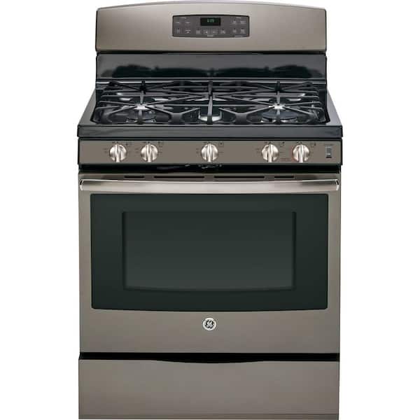 GE 5.0 cu. ft. Gas Range with Self-Cleaning Convection Oven in Slate