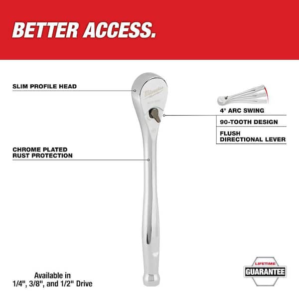 Milwaukee 1/4 in. Drive Ratchet with 3/8 in. Drive Ratchet and 1/2