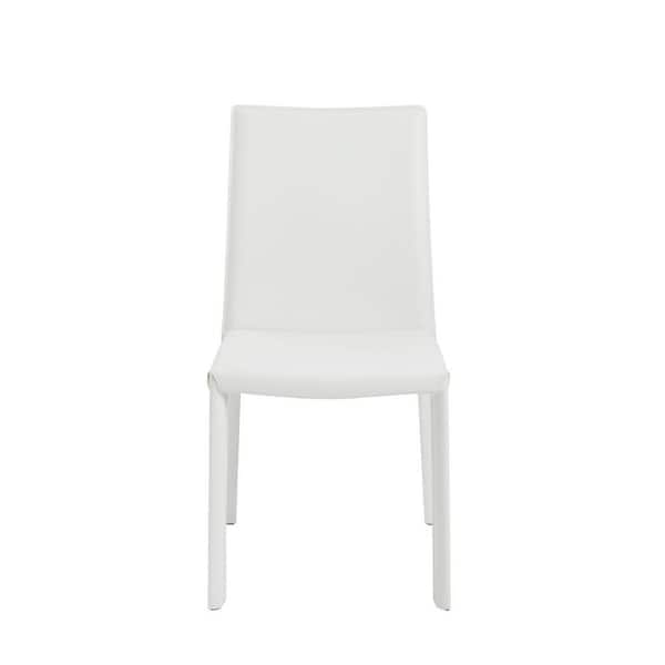 HomeRoots White Upholstered Leather Side Chair (Set Of 2)