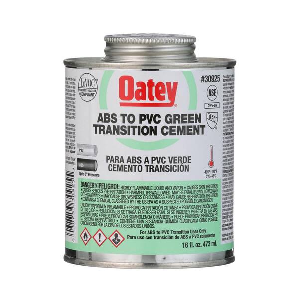 Oatey 16 Oz Green Transition Abs To Pvc Cement 30925 The Home Depot