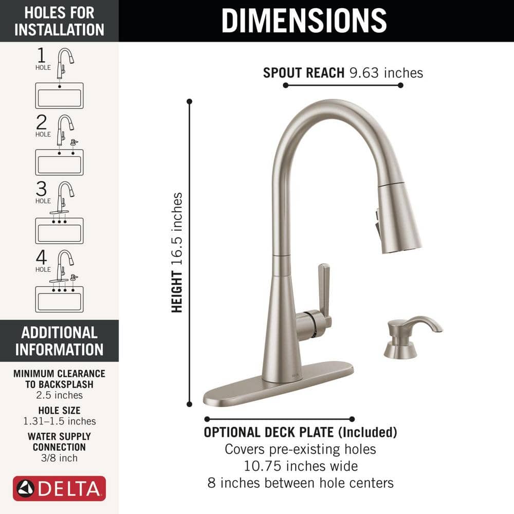 Boyd Stainless Steel Pull Down Kitchen Faucet with Soap Dispenser