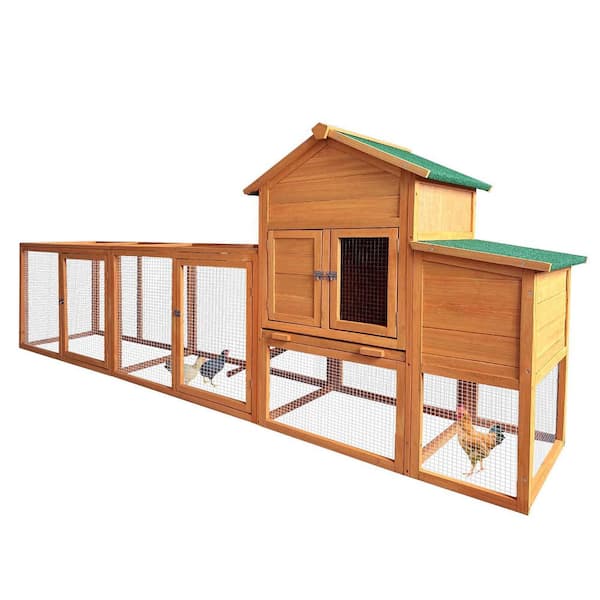 Foobrues 121.6 in. W 100% natural Fir wood Small Animal House for 4-6 Chickens
