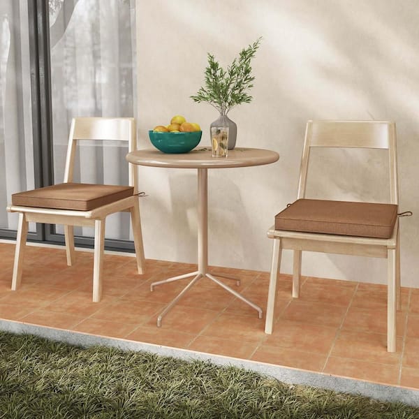 Brown Square Outdoor Chair Seat Cushion Waterproof Fade-Resistant Olefin Seat Cushions (2-Pack)