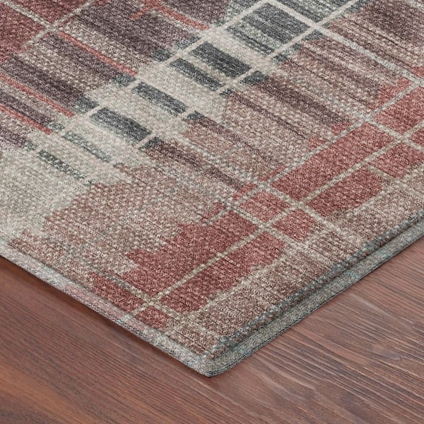 Mayfield Premium Machine Washable Abstract AMF2261 Paprika 10 ft. x 14 ft. Area Rug