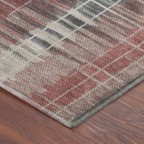 Mayfield Premium Machine Washable Abstract AMF2261 Paprika 2 ft. x 7 ft. Runner Rug