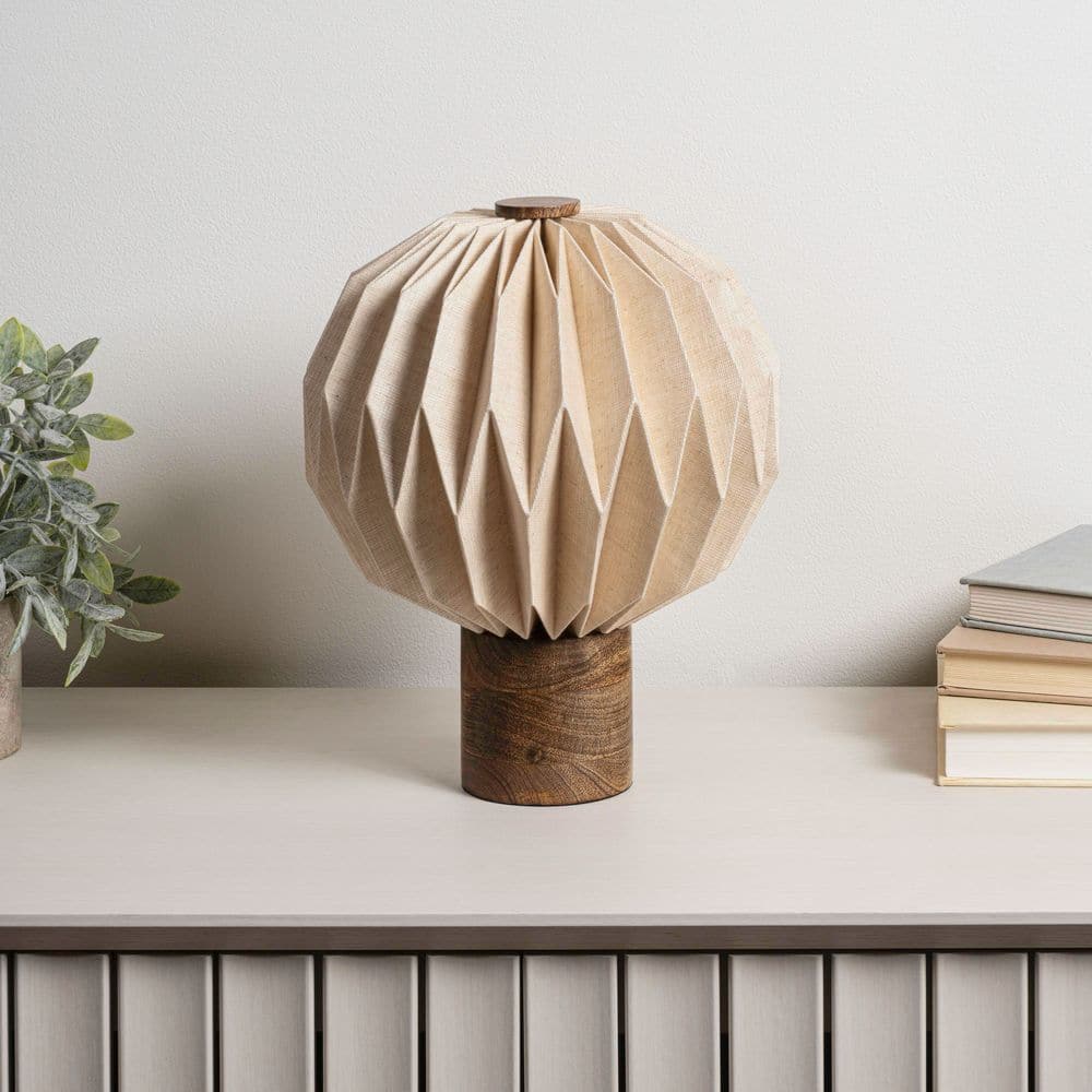 Quincy 11 in. Modern Minimalist Paper Pleated Orb Accent LED Table Lamp, Natural price history on PriceWatchPro
