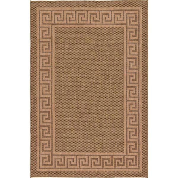 Unique Loom Outdoor Greek Key Brown 7' 0 x 10' 0 Area Rug