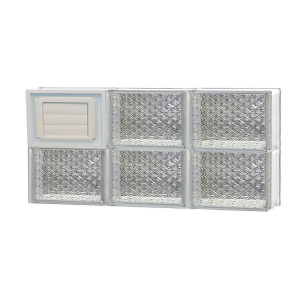 Clearly Secure 23.25 in. x 11.5 in. x 3.125 in. Frameless Diamond Pattern Glass Block Window with Dryer Vent