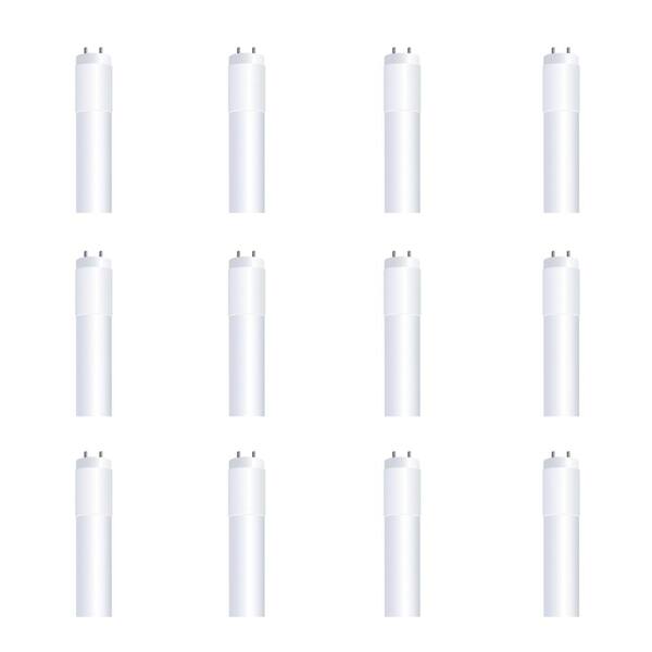 Feit Electric 2 ft. 8-Watt T8 17W/ T12 20W Equivalent Daylight (5000K) G13 Plug and Play Linear LED Tube Light Bulb (12-Pack)
