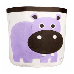 Canvas Beige Hippo Storage Bin Laundry and Toy Basket for Baby and Kids