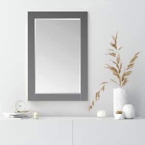 Ivy 24 in. W x 36 in. H Rectangular Wood Framed Wall Bathroom Vanity Mirror in Grey
