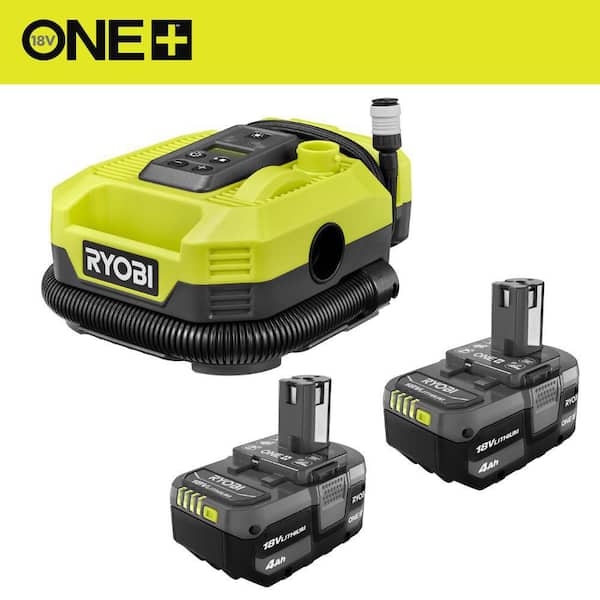 ONE+ 18V Cordless Dual Function Inflator/Deflator with ONE+ 18V Lithium-Ion 4.0 Ah Battery (2-Pack)