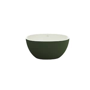 65 in. x 30 in. Stone Resin Soaking Bathtub with Center Drain in White and Green