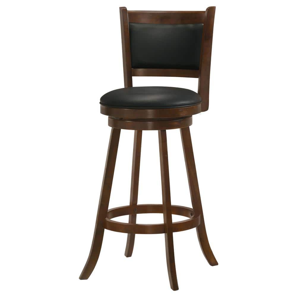 Transitional Black Wood Swivel Bar Stool Set