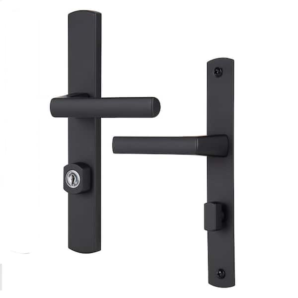 Ventana Mortise Keyed Lever Mount Latch with Deadbolt for Storm Doors, Contemporary, Matte Black