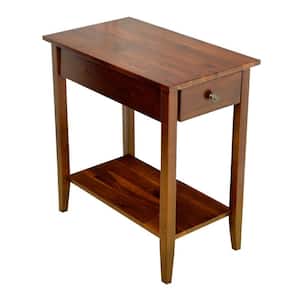 Solid Acacia Wood 23 in. Mahogany Recliner End Table