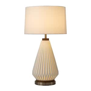 28 in. Walnut Concord Bone Porcelain Table Lamp