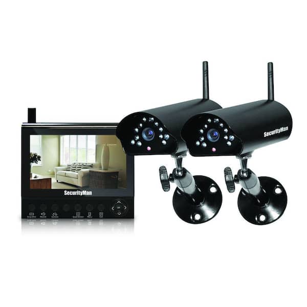SecurityMan 4-Channel (2) Wireless Security System with 7 in. LCD/SD DVR and Night Vision/Audio