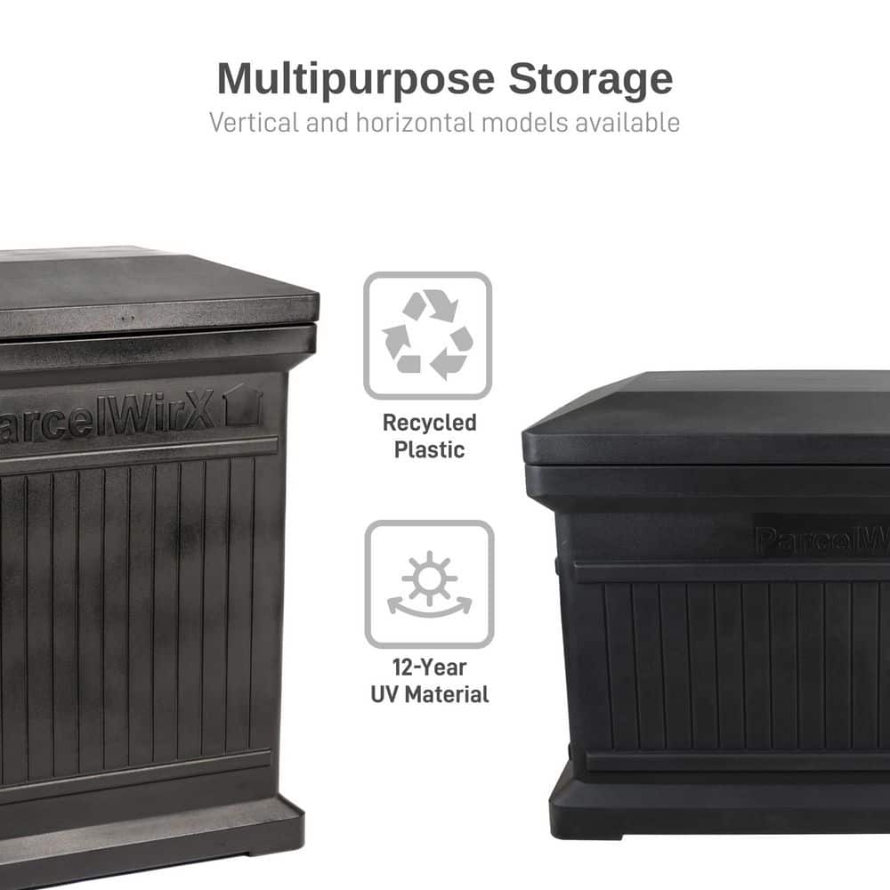 Black 26" Vertical Recycled Plastic Package Delivery Box