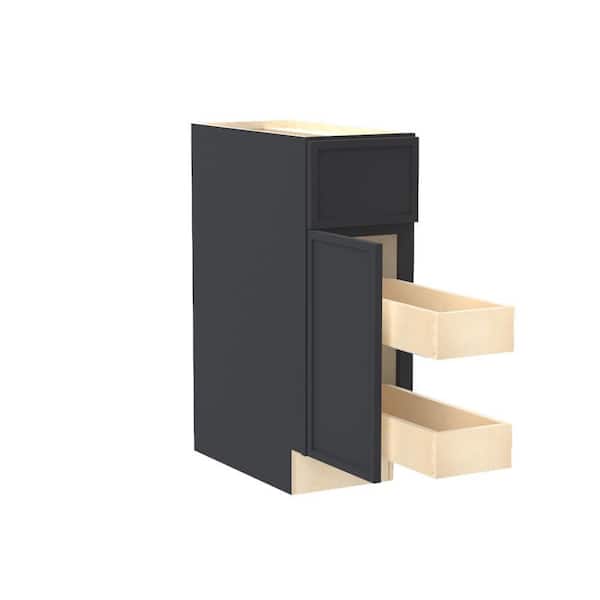 Home Decorators Collection Franklin 12 in. W x 24 in. D x 34.5 in. H Assembled Plywood Base Kitchen Cabinet in Valiant Onyx with 2ROT Soft Close LH