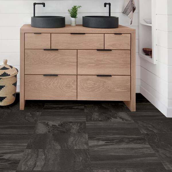 FloorPops Raven 12 in. W x 12 in. L Peel and Stick Floor Vinyl Tiles (20 tiles, 20 sq. ft. case)